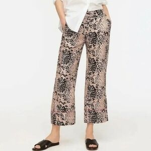 NWT J Crew Peyton Pant High Rise Leopard Print Linen Tencel Blend Wide Leg Sz 10
